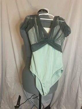 Sheer-Accent Mint Green Dance leotard